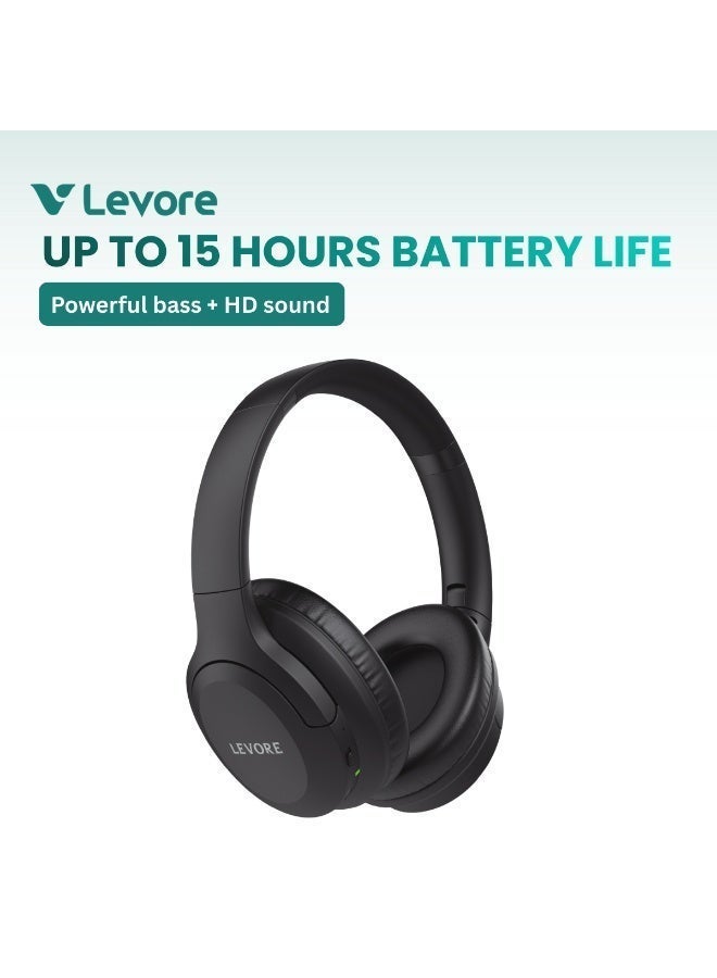 Levore Wireless ANC Bluetooth Headphones, Over-Ear Noise Cancelling with Mic – LHB51-BK - Image 1